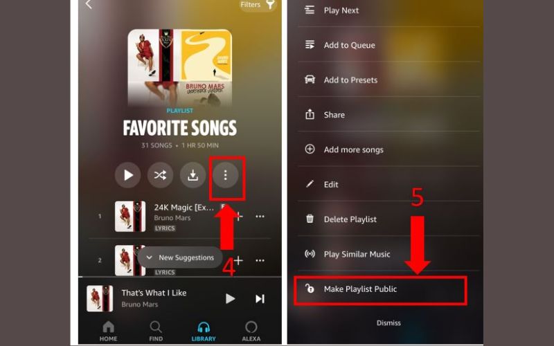 プレイリストを公開 | Amazon Musicプレイリストを共有を選択