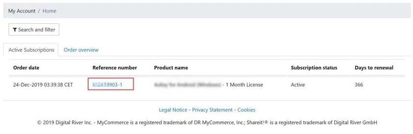 MyCommerce でサブスクリプションをキャンセルする手順 2