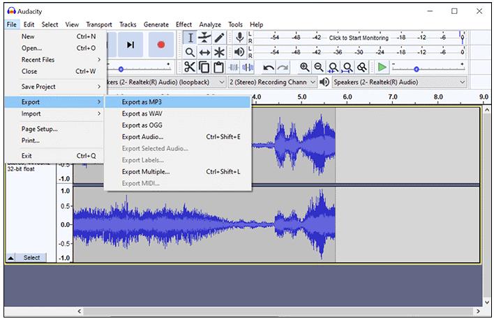 MP3としてエクスポートを選択 | Amazon MusicをMP3に変換する