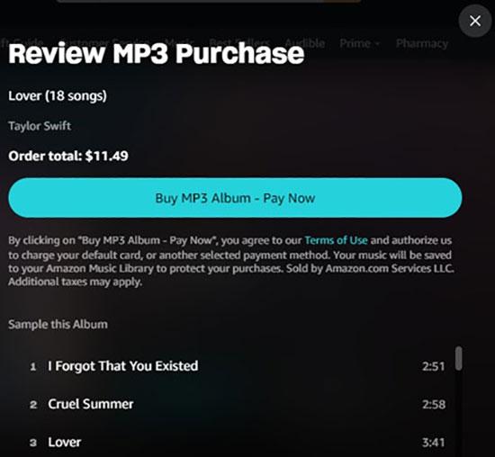 MP3アルバムを購入をクリック | Amazon MusicをMP3に変換