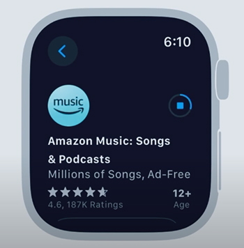 Apple Watch で Amazon Music Apple Watch を検索・ダウンロード・サインインする手順の画像