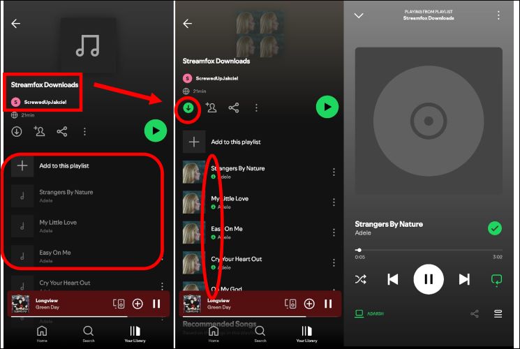 ダウンロードアイコンをタップ | Spotifyでローカルファイルをダウンロード