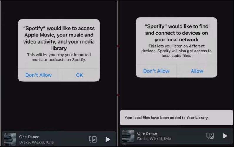 許可をタップ | Spotifyでローカルファイルをダウンロード