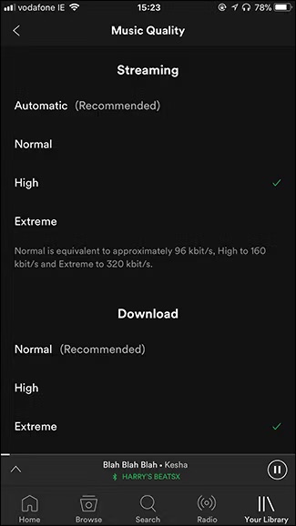 音楽品質を選択 | Spotify の曲を MP3 320 Kbps にダウンロード