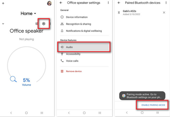 iOS で Google Home Bluetooth ペアリングを有効にする画面