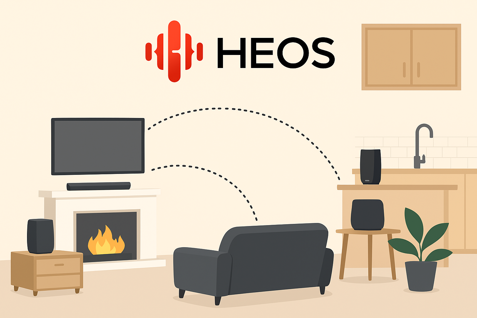 Amazon Music を HEOS デバイスで再生したイメージ