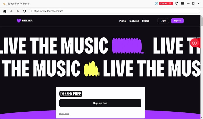 Deezer ミュージックにログイン | StreamFox オールインワン コンバーター ユーザーガイド