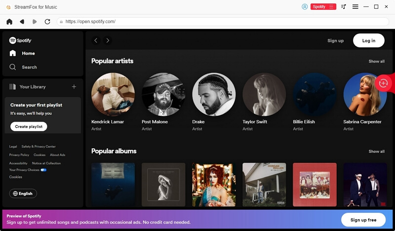 StreamFox で Spotify にログイン | Spotify の曲を MP3 320 Kbps にダウンロード