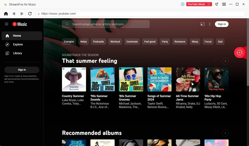 YouTube Music にログイン | StreamFox オールインワンコンバーター ユーザーガイド