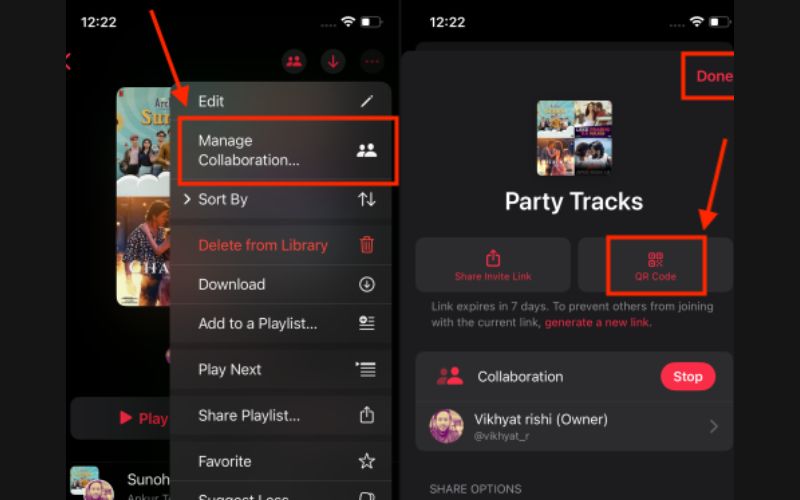 QRコードを選択 | Apple Musicで共有プレイリストを作成する