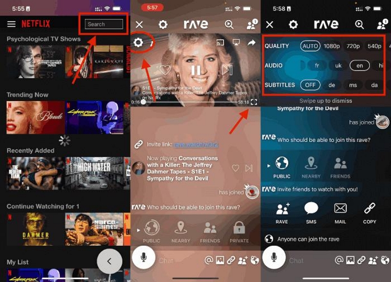 Raveセッションを開始する | Netflix動画を画面録画