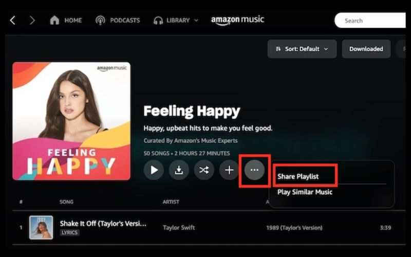 プレイリストを共有を選択 | Amazon Musicプレイリストを共有