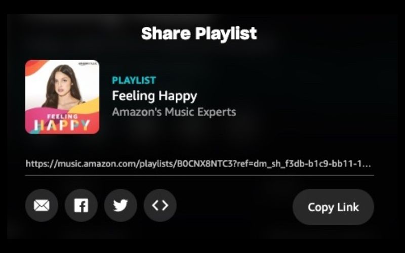 ご希望の共有方法を選択してください | Amazon Music プレイリストを共有する