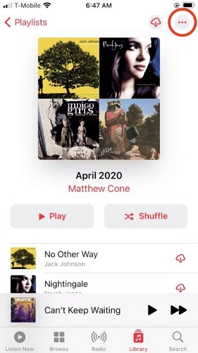 その他アイコンをタップ | Apple Musicライブラリを共有
