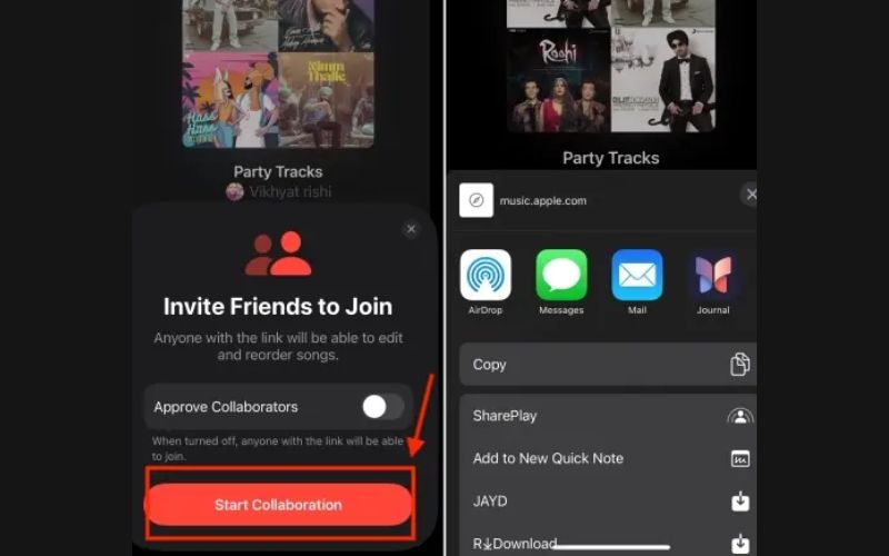 リンクをコピー | Apple Musicで共有プレイリストを作成する