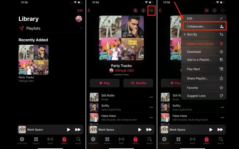 「コラボレーション | Apple Musicで共有プレイリストを作成する」をタップ