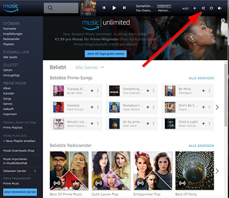 amazon music シャッフル ブラウザ手順の画像