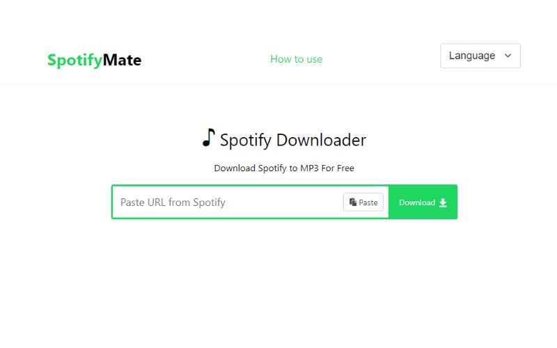 コピーしたリンクを貼り付けます SpotifyMate | Spotifyプレイリストをオフラインで携帯電話またはコンピューターにダウンロード