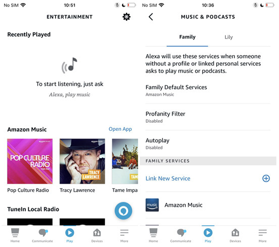 Alexa アプリで Amazon Music をデフォルト設定する手順画面
