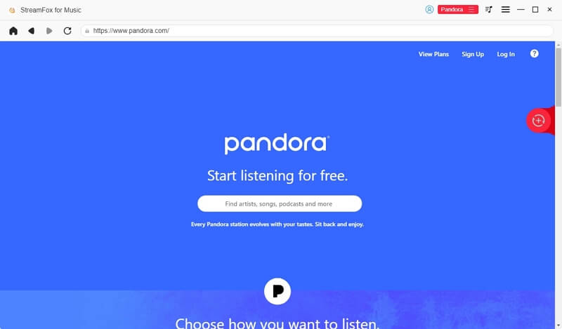 Pandora ミュージックにログイン | StreamFox オールインワン コンバーター ユーザーガイド