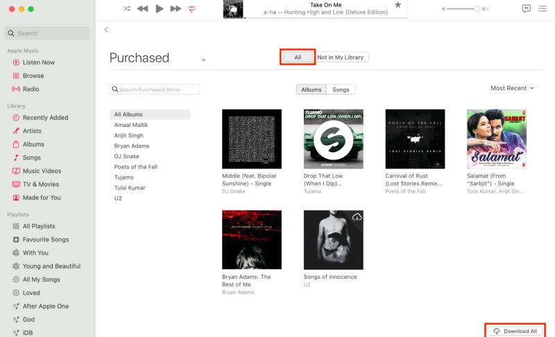 「すべてダウンロード」をタップ | Apple Musicの曲をMP3プレーヤーにダウンロード