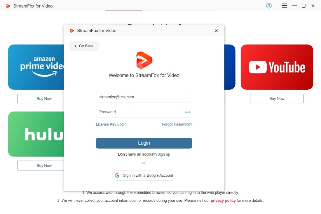 パスワード アカウント ステータス | ビデオ用 streamfox ユーザー ガイド